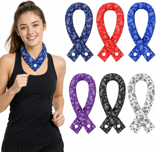 Miniatura 11 de Xuhal 6 unidades de enfriamiento para el cuello, bandana refrescante para el cuello, bufanda enfriadora de hielo para mujeres, verano, actividades