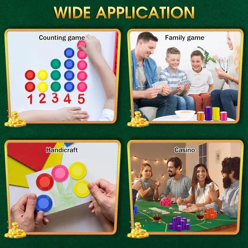 Miniatura 7 de Leitee Juego de fichas de póquer de plástico de 1.496 pulgadas, juego de fichas de póquer ligeras, fichas de bingo, casino en blanco, conteo a