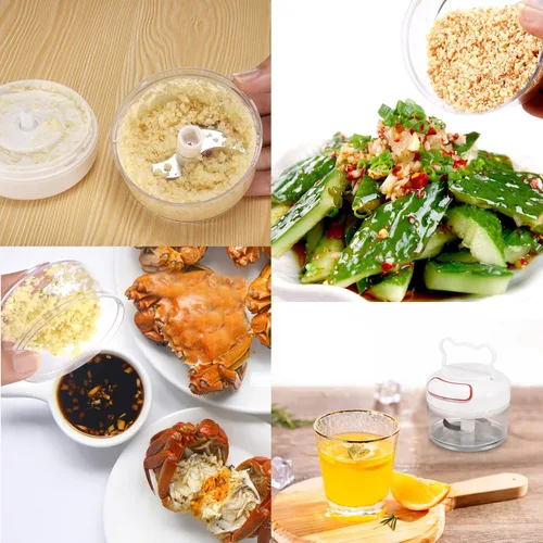 Miniatura 4 de Picadora manual de alimentos para verduras, frutas, nueces, cebollas, ajo, jengibre, chile, especias, hierbas, minicuradora de mano, batidora