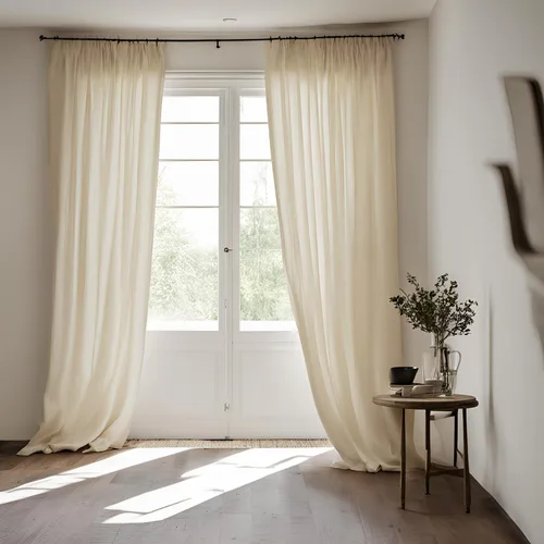 Miniatura 35 de Cortinas de lino sintético (2 paneles de 50 pulgadas de ancho x 108 pulgadas de largo, color blanco hueso)