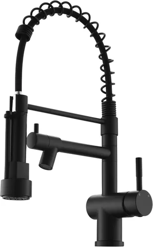 Miniatura 24 de VFAUOSIT - Grifo de cocina con rociador extraíble, grifo de fregadero de cocina sin plomo, níquel cepillado, acero inoxidable, arco alto, extracción