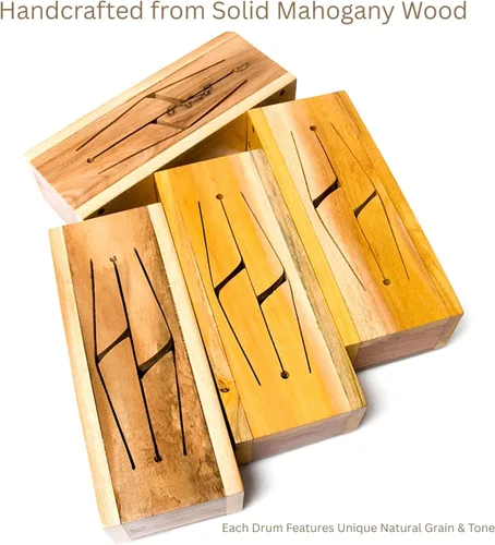 Miniatura 2 de Tambor de lengua – Tambor de madera de 4 notas hecho a mano en caoba con mazas Instrumento de percusión calmante para meditación, yoga