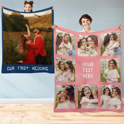 Miniatura 12 de M YESCUSTOM Manta personalizada con imagen y texto, manta personalizada de collage de fotos, mantas de vellón personalizadas para regalo de 1 imagen