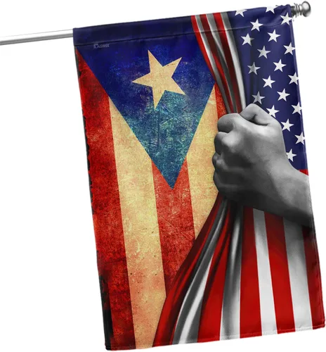 Miniatura 17 de Banderas de Puerto Rico – Bandera estadounidense puertorriqueña – Bandera de jardín de 12 x 18 pulgadas, decoración para exteriores, lona resistente