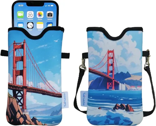 Miniatura 68 de Tainada Funda Estuche Bolsa de Neopreno para Teléfono para Hombres y Mujeres con Correa Cruzada/Cordón para el Cuello para iPhone 17/16/15 Pro Max