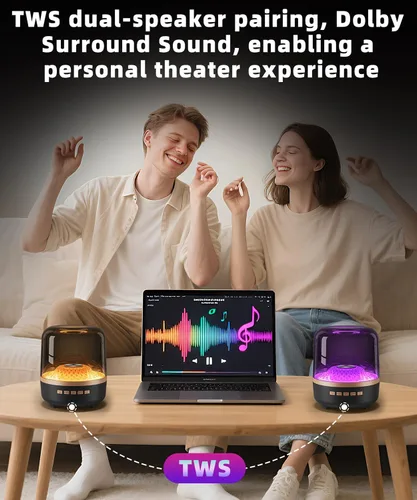 Miniatura 13 de Altavoz Bluetooth con sonido HD y luces, inalámbrico portátil, batería de larga duración, emparejamiento TWS, para el hogar, fiesta, al aire libre