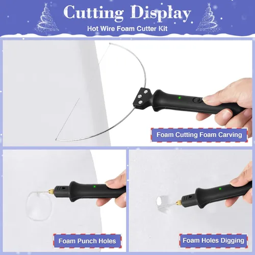 Miniatura 4 de Juego de herramientas de corte de espuma 3 en 1, kit de pluma de corte eléctrico Gochange, pluma de corte de poliestireno de 100-240V/18W