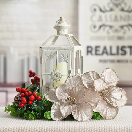 Miniatura 4 de Adornos de Flor de Magnolia Artificial de Navidad, Adornos de Árbol de Navidad, Ramas de Flores, Pack de 10 para Árbol de Navidad, Fiesta, Boda