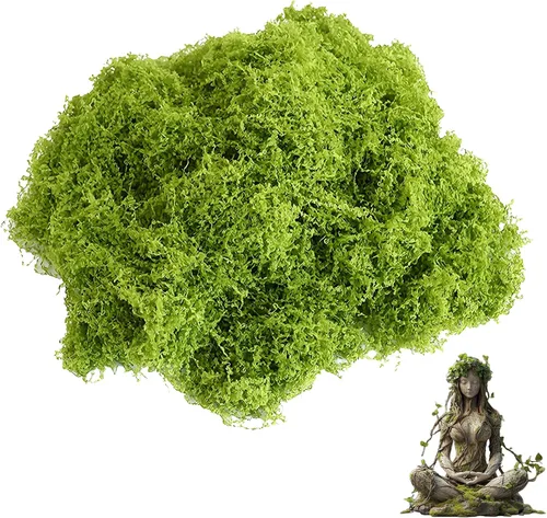 Musgo verde claro falso para plantas en maceta, 3.5 onzas, musgo sintético artificial para manualidades, musgo preservado para bricolaje, centros de