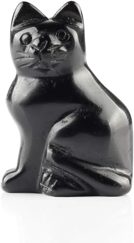 Estatua grande de obsidiana negra de 2.0 pulgadas para gato, Feng Shui, manualidades, tallado, tallado, curación, reiki (obsidiana negra)
