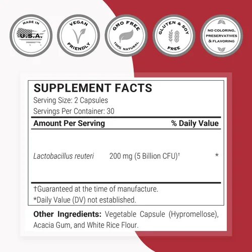 Miniatura 4 de Supersmart - Lactobacillus Reuteri 5 Billion CFU per Day - Probiotic Supplement Non-GMO & Gluten Free - 60 DR Capsules