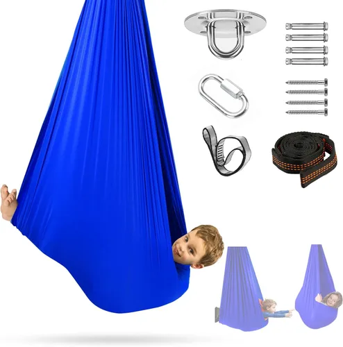 Satisure Columpio sensorial, columpio de terapia para niños y adultos, columpio para acurrucarse en interiores y exteriores, hamaca columpio para