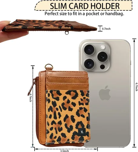 Miniatura 4 de Cartera para tarjetas de crédito para mujer, con bloqueo RFID, delgada, pequeña, minimalista, tarjetero con ventana de identificación