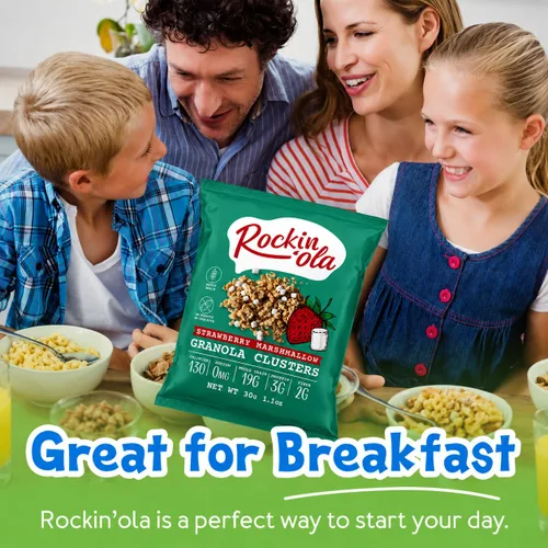 Miniatura 4 de Rockin'Ola - Racimos de granola, aperitivo de desayuno rápido, sin alérgenos, sin sabores artificiales, colores ni conservantes, paquetes