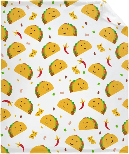 Miniatura 16 de Bonita manta de franela súper suave de tacos para cama, sofá, sala de estar, manta para niños, niñas, niños, multicolor, 40 x 50 pulgadas para niños