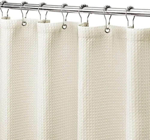 Miniatura 14 de MISS SELECTEX Cortina de ducha de tela lavable a máquina, clásica tela gruesa de punto gofre, duradera para baño, tela repelente al agua de alta