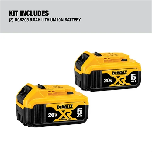 Miniatura 6 de DEWALT Powerstack - Batería de 20 V Max, recargable, 5 Ah, iones de litio, paquete de 2 (DCBP520-2) y batería de 20 V MAX XR, 5 Ah, paquete de 2