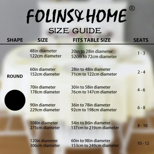 Miniatura 6 de FOLINS&HOME Mantel redondo de 48 pulgadas de poliéster impermeable, resistente a arrugas, lavable y apto para derrames, de color crema, para mesa