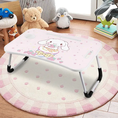 Miniatura 6 de Escritorio kawaii plegable para laptop, mesa de escritorio Kawaii, bandeja de desayuno plegable, soporte de lectura para cama, sofá, suelo (rosa)