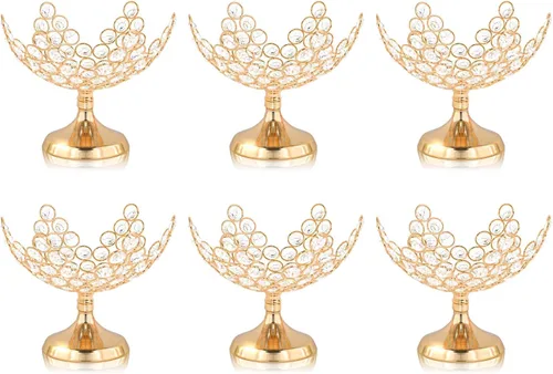 Miniatura 14 de 2 cuencos florales de cristal para caramelos/plato de frutas decorativo, elegante centro de mesa de marco de metal, plato de frutas y bandeja