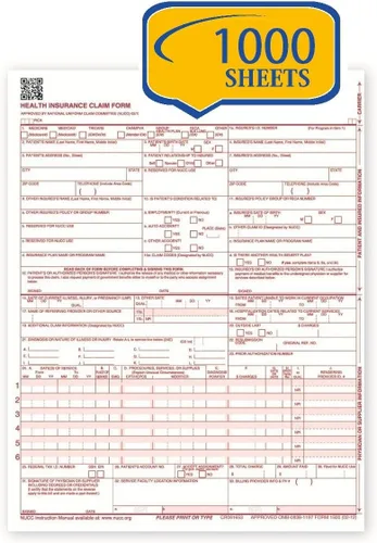 Miniatura 3 de Nuevos formularios de reclamación CMS 1500 - HCFA (versión 02/12) (100 hojas)