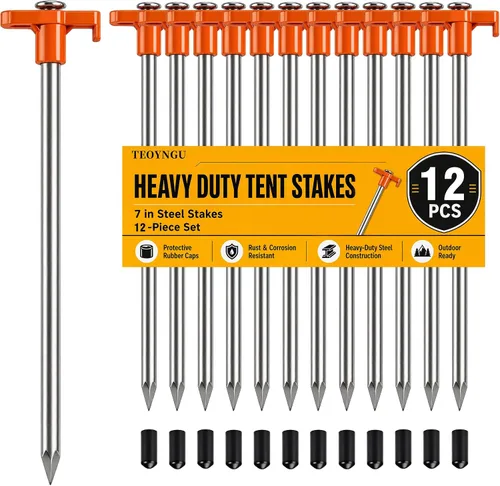 10 PCS Estacas para Tienda de Campaña de Servicio Pesado Estacas para Tienda de Campaña de 7 Pulgadas de Metal Antioxidante Clavijas para Tienda con