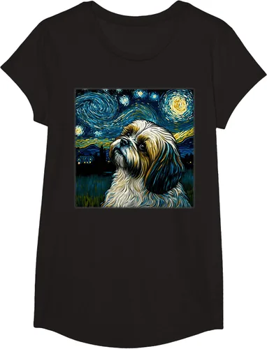Miniatura 3 de Camiseta Surrealism Starry Night Shih Tzu Dog