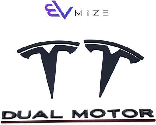 Paquete de emblemas EVMIZE para Tesla Model 3, delantero y trasero, insignia T, negro mate y negro brillante, logotipo OEM, juego de emblemas de