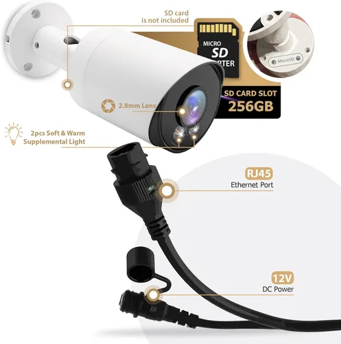 Miniatura 4 de Marquis HD 6MP PoE IP Color vu Bullet Cámara 24/7 Color Night SonyStarvis Sensor w/Audio y ranura para tarjeta SD Cámara de seguridad IP IP67