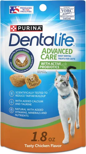 Miniatura 11 de Purina DentaLife - Golosinas dentales para gatos hechas en instalaciones de EE. UU., sabor a pollo sabroso - Bolsa de 19 oz