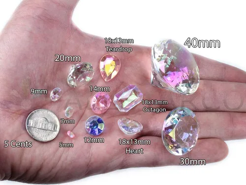 Miniatura 3 de Allstarco 200 unidades de 0.472 pulgadas (0.472 in) lila AB quilates acrílico diamante confeti AB revestimiento para mesa dispersión decoración