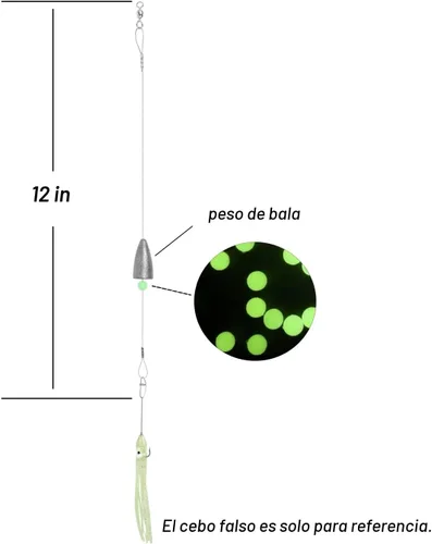 Miniatura 3 de Carolina Rigs para pesca, líderes de pesca de acero de 12 pulgadas con peso de pesca, aparejos Carolina preaparejados con peso de pesca de 1/6