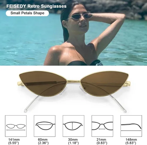 Miniatura 42 de FEISEDY Gafas de sol de diseñador de moda Retro pequeños pétalos forma arco templo diseño B2298