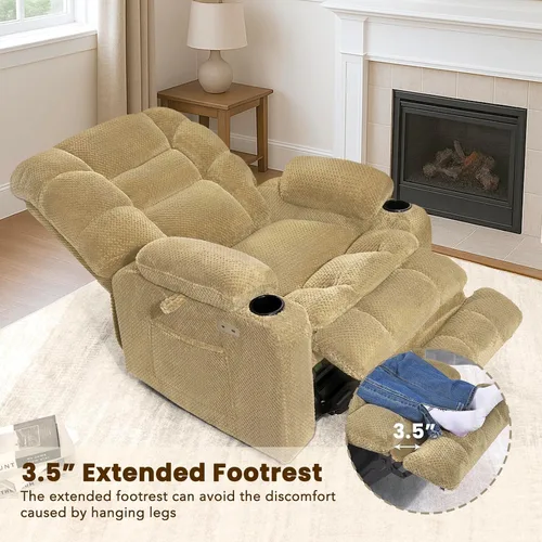 Miniatura 6 de EONIX Silla reclinable ancha para ancianos, silla elevadora de gran tamaño resistente de 400 libras con calor y masaje, reclinable elevador