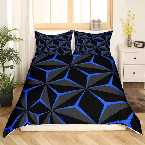 Miniatura 21 de Funda de edredón de panal para niños, hombres y niñas, juego de ropa de cama moderno con temática geométrica hexagonal, diseño de cuadrícula