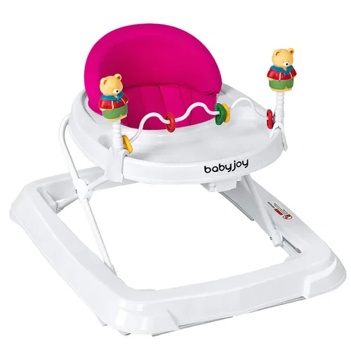 Miniatura 11 de BABY JOY Andador de bebé plegable, andador de actividades con altura ajustable, bandeja grande y juguetes removibles, andador de bebé con ruedas Azul