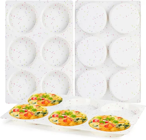 CAKETIME Moldes para magdalenas de 4 pulgadas, moldes de huevo de silicona jumbo antiadherentes para sándwiches de desayuno, molde redondo de