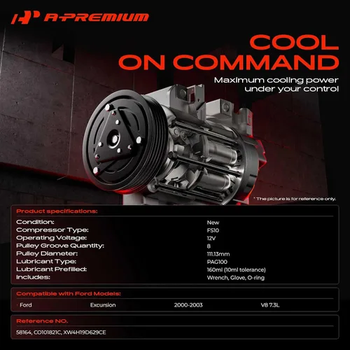 Miniatura 2 de A-Premium Compresor A/C con embrague compatible con Ford Excursion 7.3L 2000-2003