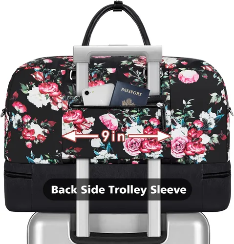 Miniatura 98 de IBFUN Bolsas de fin de semana para mujer, bolsa grande de lona para viaje, bolsa de viaje con compartimento para zapatos, 21 pulgadas, juego de 3