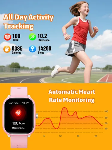 Miniatura 4 de Reloj inteligente para niños y niñas, rastreador de actividad física con monitor de sueño de frecuencia cardíaca, pantalla táctil de 1.83 pulgadas