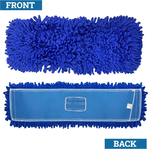 Miniatura 9 de Kleen Handler Mopa de polvo de microfibra de 24 pulgadas Reemplazo de cabezal de trapeador comercial lavable medio, paquete de 12 Azul - 24