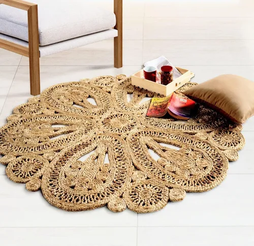 Miniatura 16 de GRUHUM Alfombra de yute tejida a mano de 4' - Fibra natural, redonda, hecha a mano, estilo bohemio, rústica, vintage, suave, trenzada, reversible