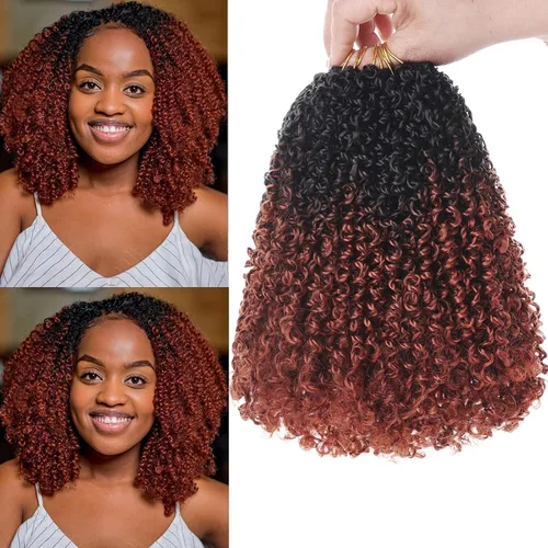 Miniatura 37 de Unionbeauty - Paquete de 8 trenzas de ganchillo Yanky Twist de 6 pulgadas, 8 paquetes, color negro natural, micro Passion Twist, extensiones