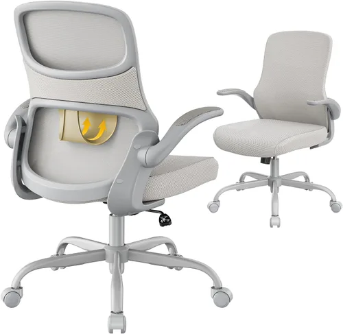 Miniatura 8 de Silla de Oficina, Sillas de Escritorio Ergonómicas de Malla, Soporte Lumbar, Altura Ajustable, Sin Brazos, Función Giratoria y Ruedas de Rodamiento