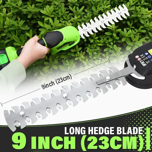 Miniatura 8 de SOYUS Cortasetos inalámbrico, 2 en 1 Cortasetos de mano, Tijeras eléctricas para césped y recortadora de arbustos de 20V, Cortador de césped a