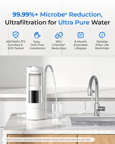 Miniatura 5 de Waterdrop [Ultra Filtración] Filtro de agua para encimera, recordatorio de vida del filtro, 15,141 litros, reduce metales pesados, mal olor y 99%