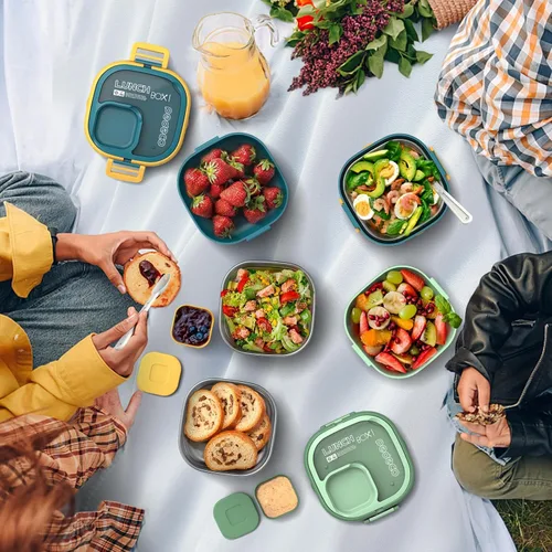 Miniatura 2 de PEDECO Lonchera Bento para adultos y niños, contenedor de comida con un solo compartimento, sin BPA, apta para microondas y lavavajillas