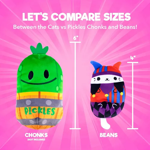 Miniatura 5 de Cats vs Pickles Paquete de 2 bolsas misteriosas rellenas de frijoles de ola fucsia, rellenos de calcetines, bolsas ciegas para niñas y niños