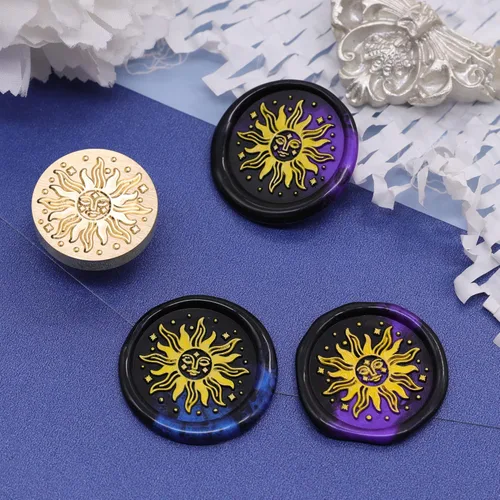 Miniatura 7 de SWANGSA - Juego de sellos de cera, estilo clásico, 4 cabezas de sello de cera y 1 mango de madera para invitaciones de fiesta de boda, cartas