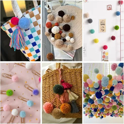 Miniatura 6 de BENECREAT 20 piezas de 10 tamaños para hacer pompones de madera, herramienta para hacer pompones, bola redonda plana, juego de herramientas